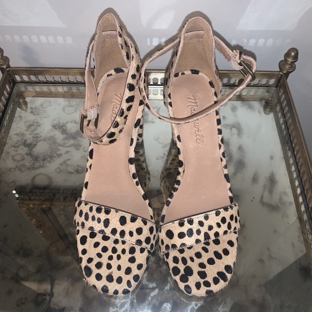 Madewell Brooke Ankle Strap Sandal Womens 6 in Spot Dot Calf Hair - Picture 3 of 7